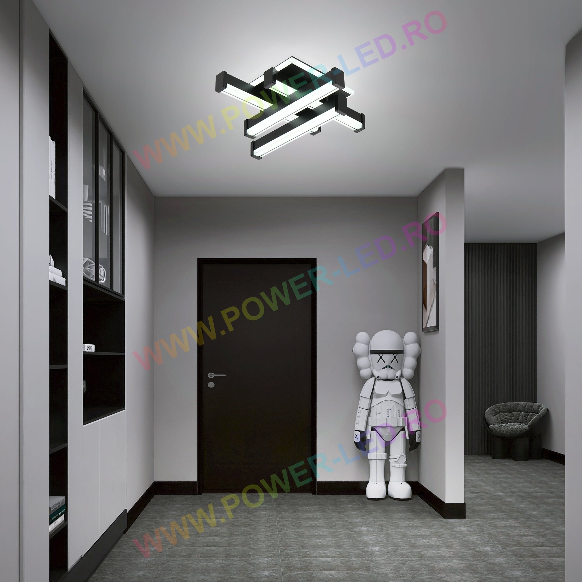 Aplica LED LINNES SQUARE 62W BLACK Echivalent 300W