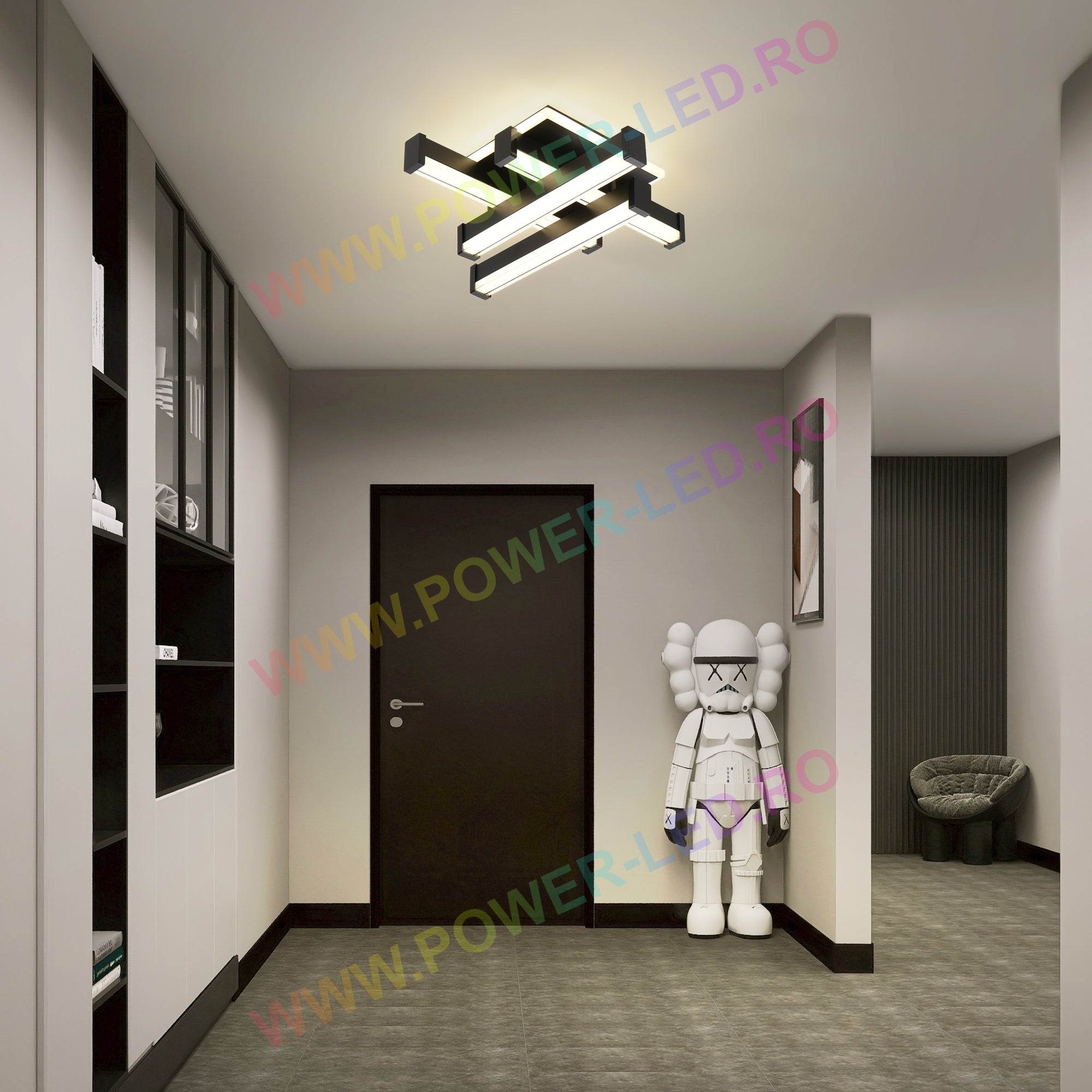 Aplica LED LINNES SQUARE 62W BLACK Echivalent 300W