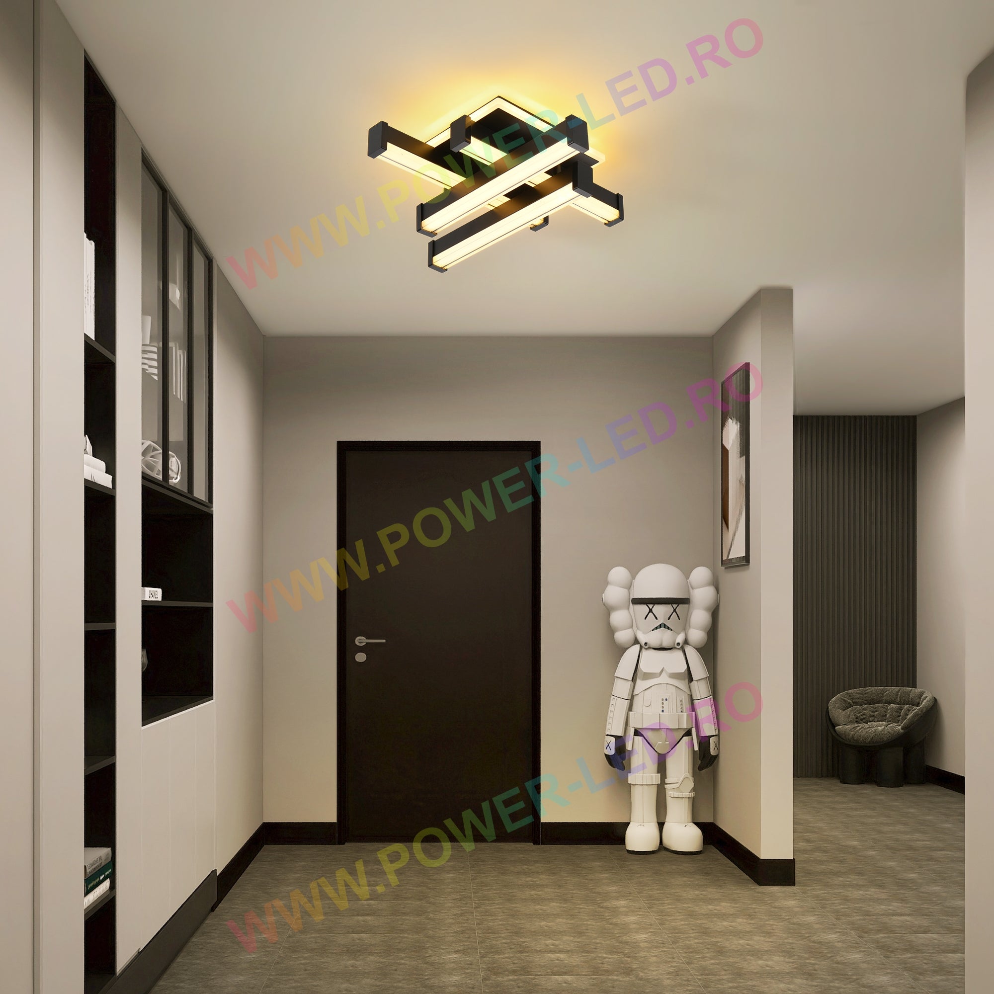 Aplica LED LINNES SQUARE 62W BLACK Echivalent 300W