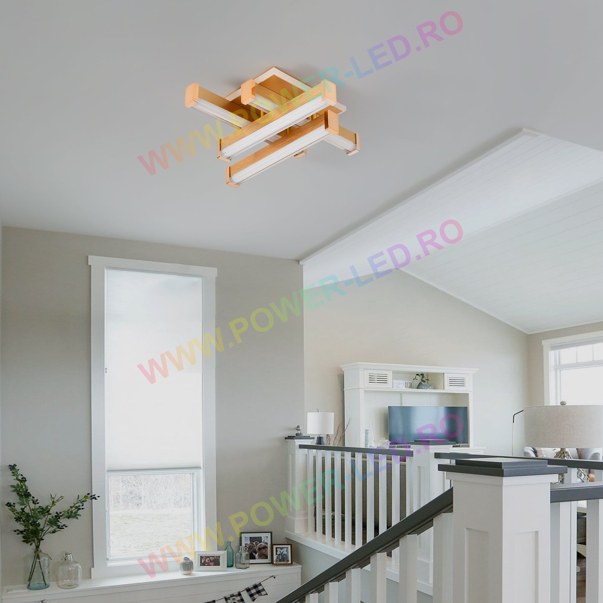 Aplica LED LINNES SQUARE 62W GOLD Echivalent 300W