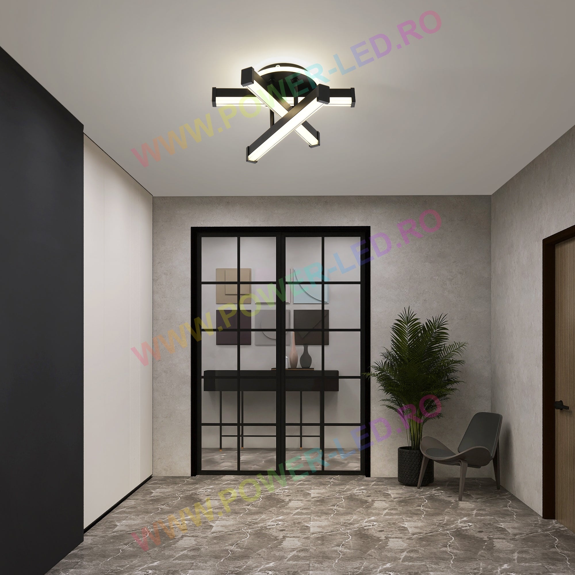 Aplica LED LINNES CIRCLE 52W BLACK Echivalent 300W