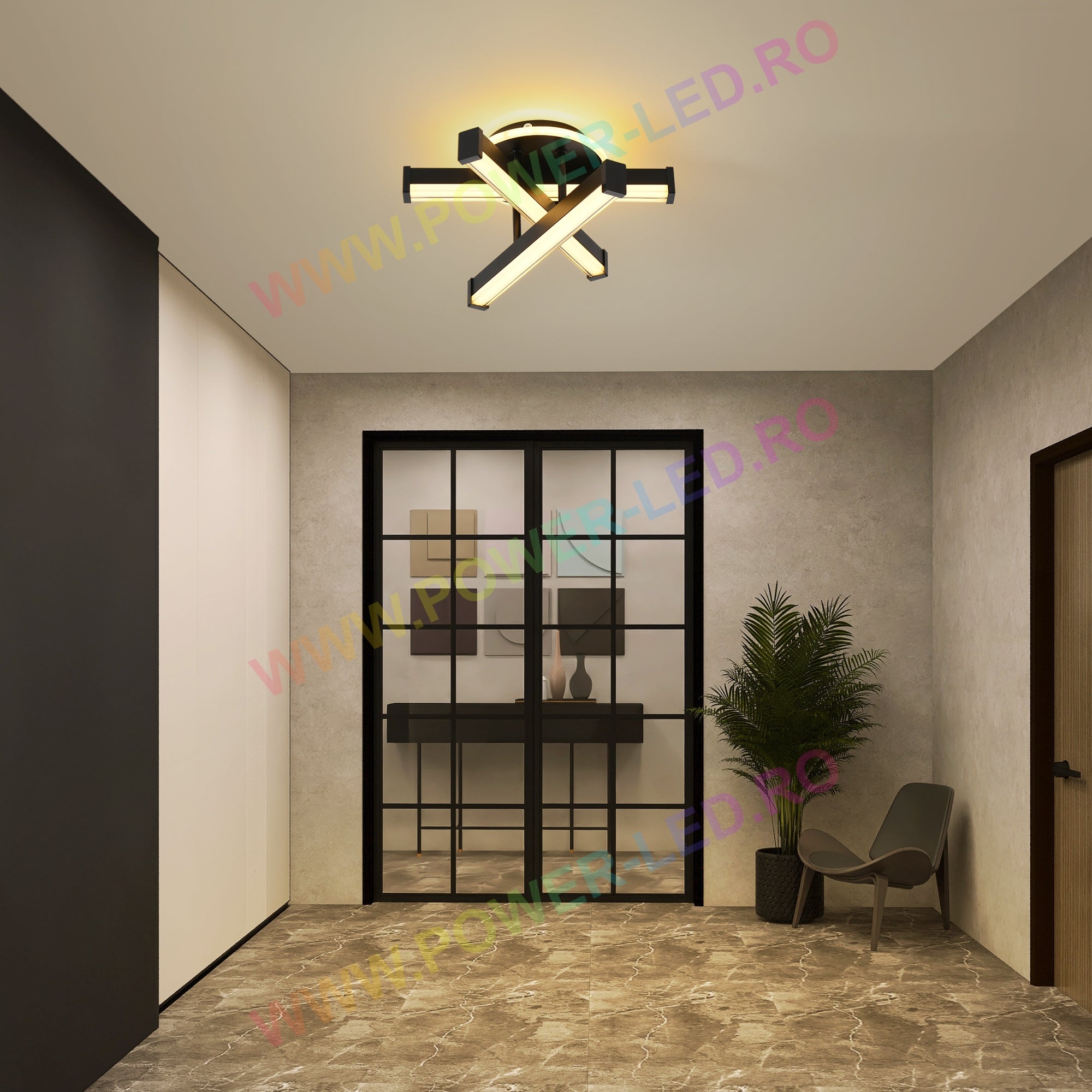 Aplica LED LINNES CIRCLE 52W BLACK Echivalent 300W