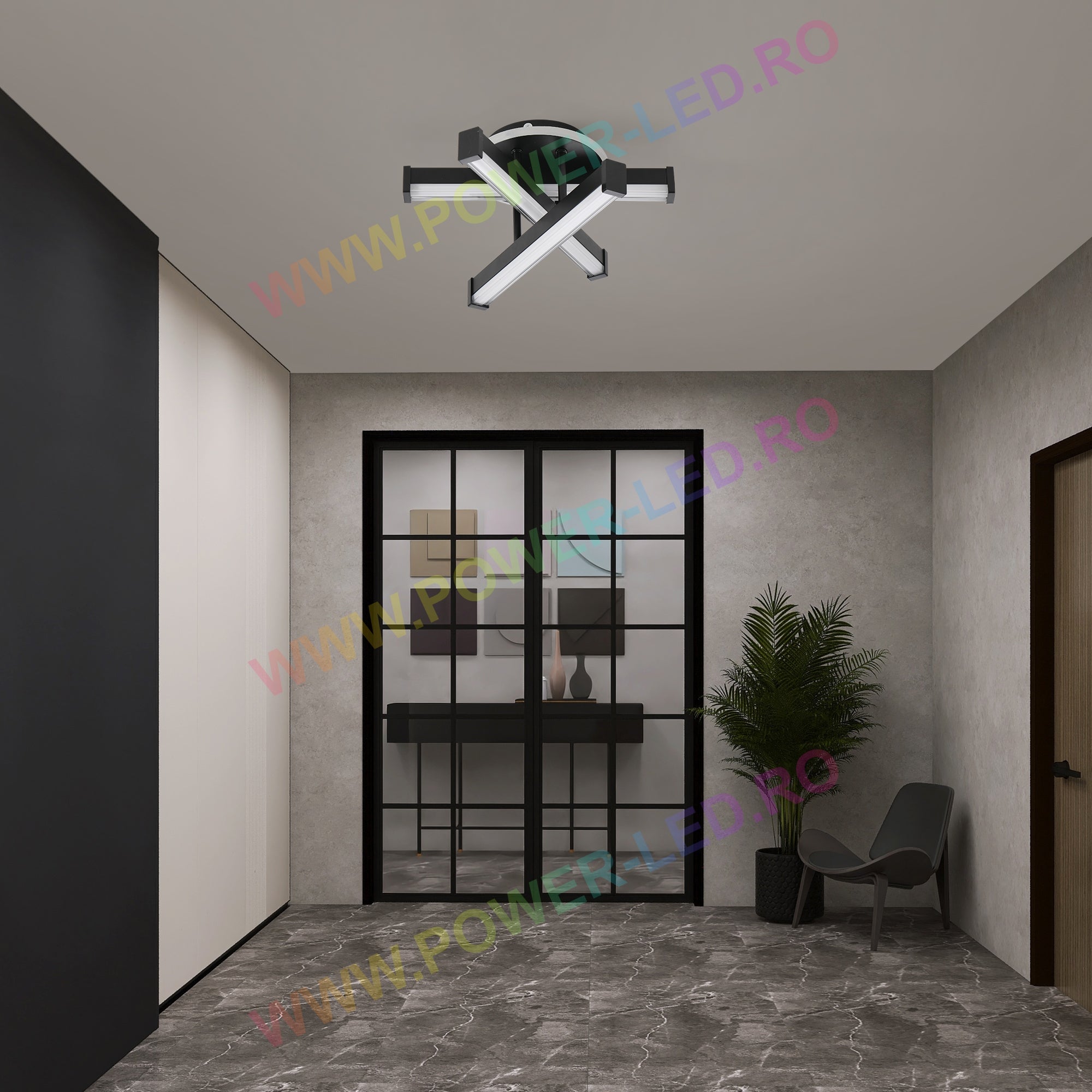 Aplica LED LINNES CIRCLE 52W BLACK Echivalent 300W