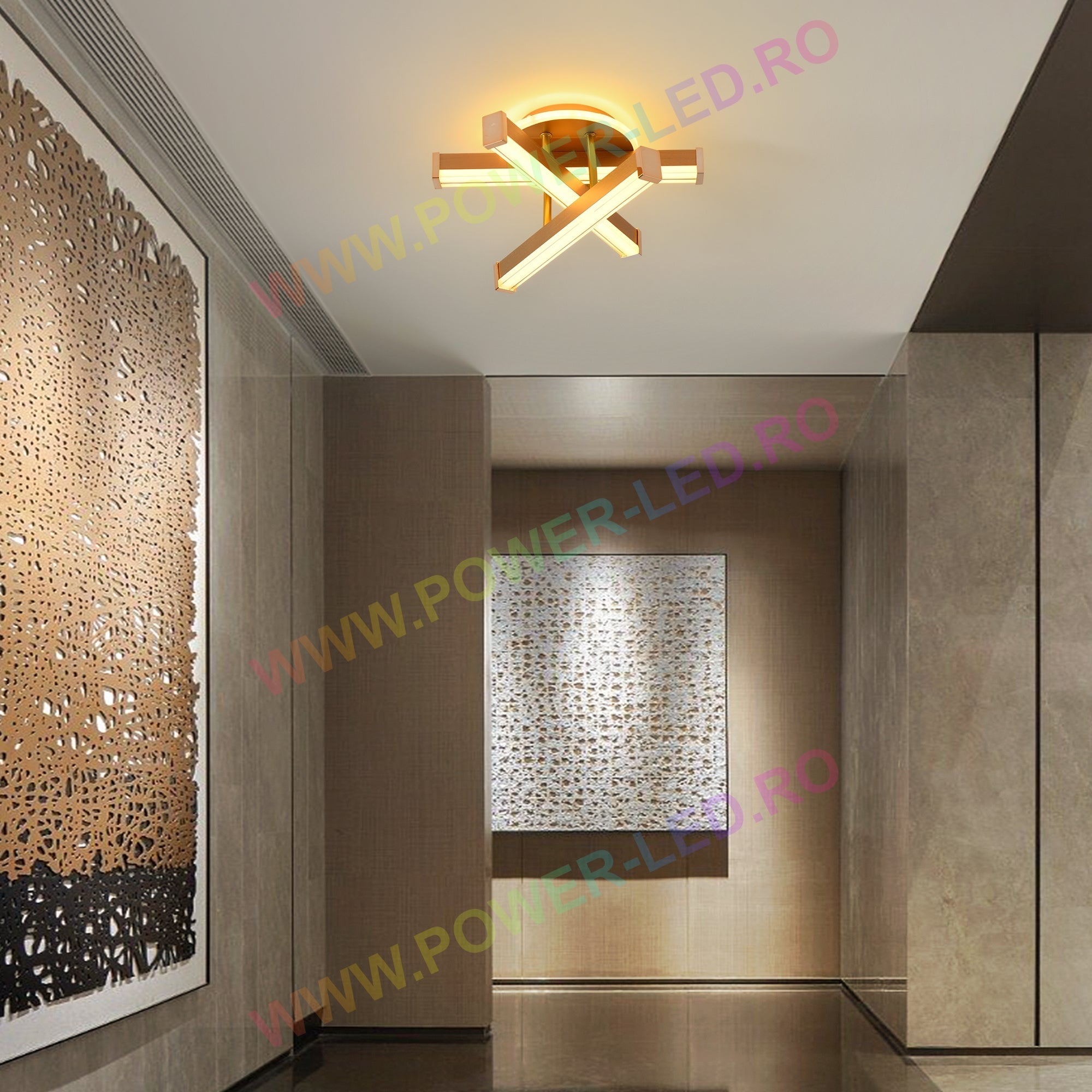 Aplica LED LINNES CIRCLE 52W GOLD Echivalent 300W