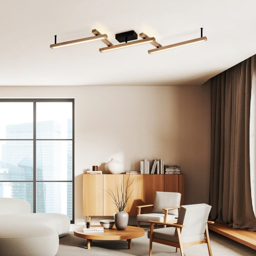 Lustra LED BELLARI Wood Reglabila Echivalent 400W Telecomanda