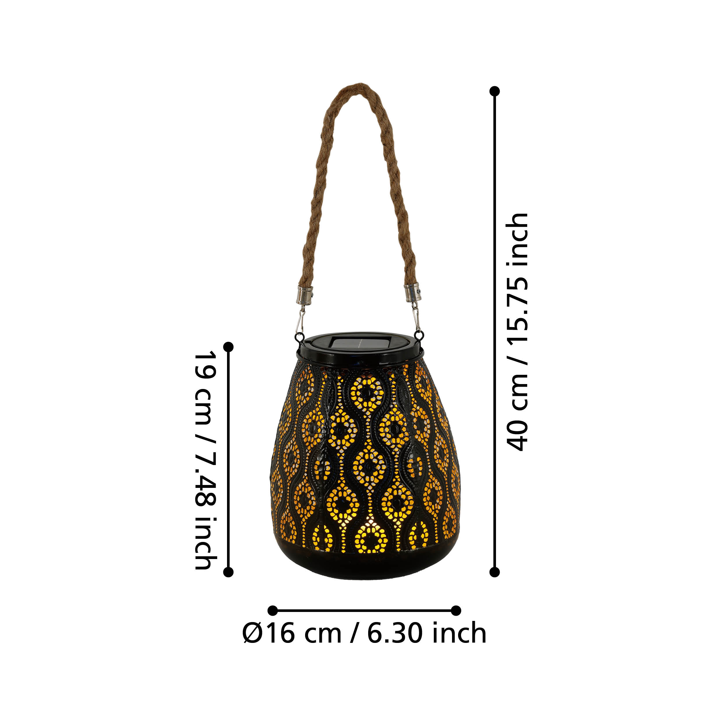 Lampa LED LOLO Black & Gold cu Incarcare Solara 41.5CM Premium