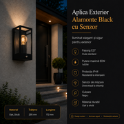 Aplica Exterior cu Senzor Alamonte Black IP44 Eglo 1xE27