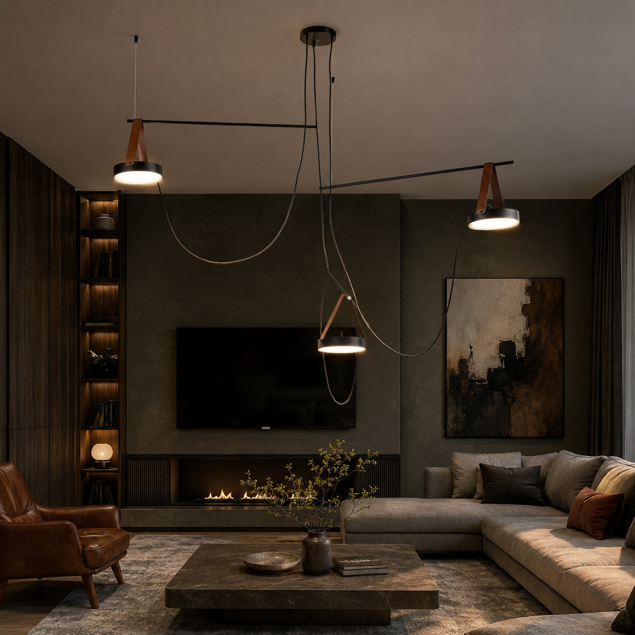 Lustra LED Unique SPECTRUM Black Suspendata Echivalent 300W