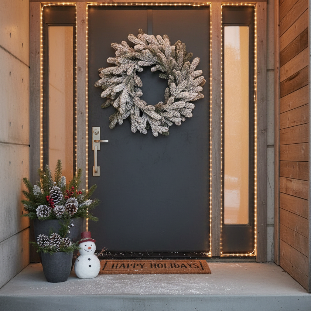 Coronita Artificiala De Craciun pentru Usa Snowcrest