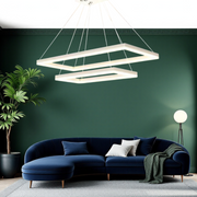 Lustra LED Suspendata cu 2 Elemente Rectangulare Albe LT108 Echivalent 500W