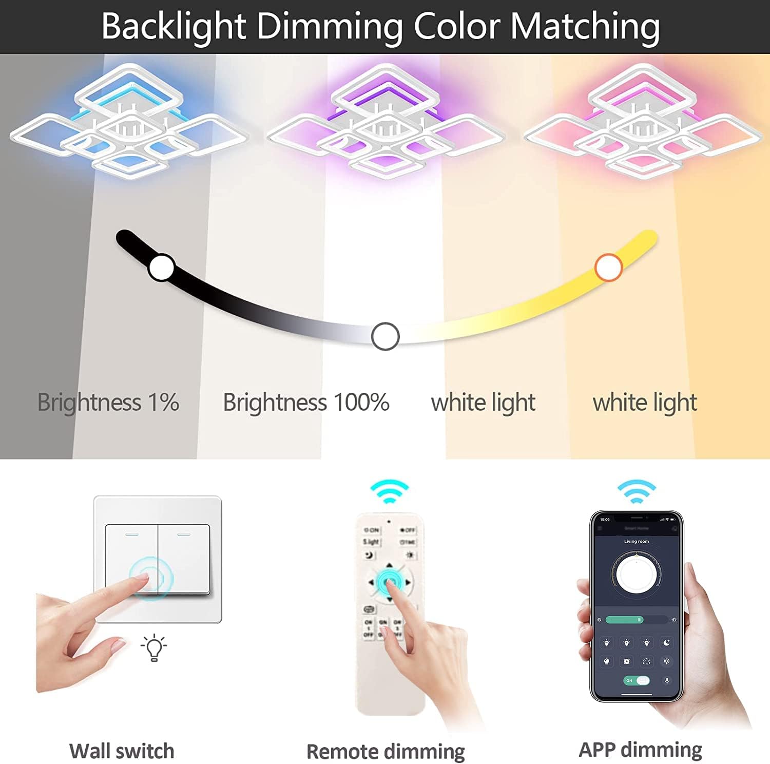 Lustra LED 4+4 SQUARE Gigant RGB Echivalent 1000W Telecomanda