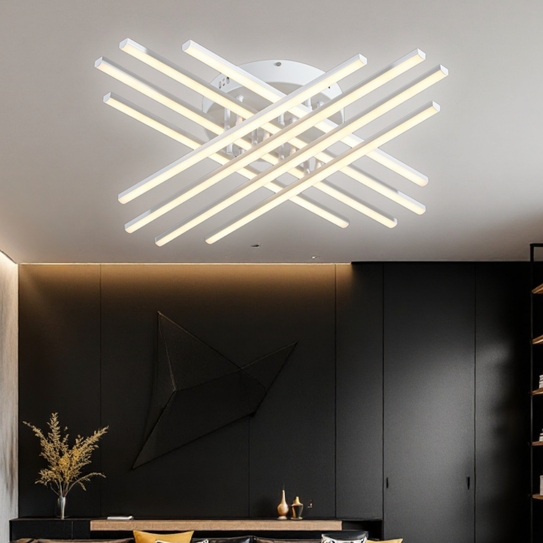 Lustra LED 144W X cu 8 Linii Albe Echivalent 1000W cu Telecomanda