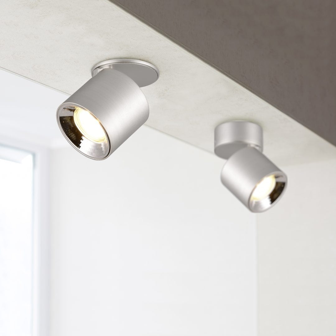 Spot Aplicat Orientabil Rotund Argintiu Dulie GU10 Ø8.7x12CM