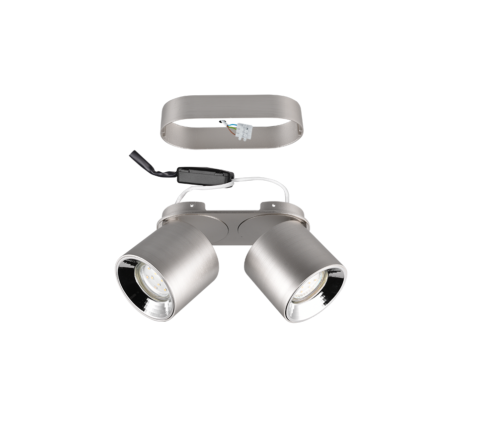 Spot Aplicat Orientabil Dreptunghiular Argintiu Dulie 2xGU10 L18 x H12CM