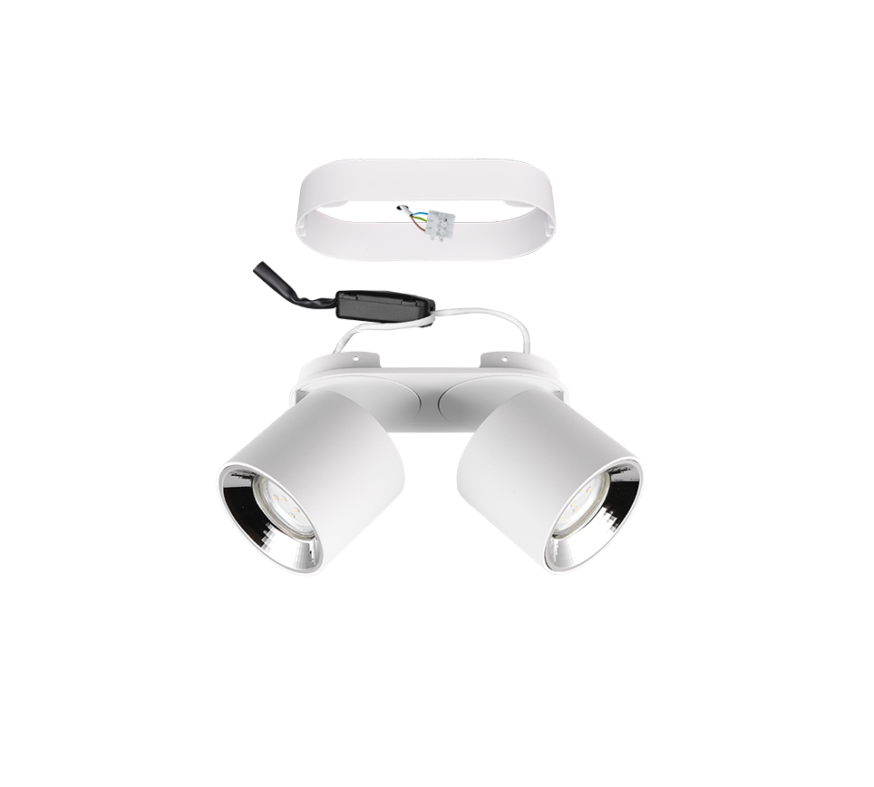 Spot Aplicat Orientabil Dreptunghiular Alb Dulie 2xGU10 L18 x H12CM