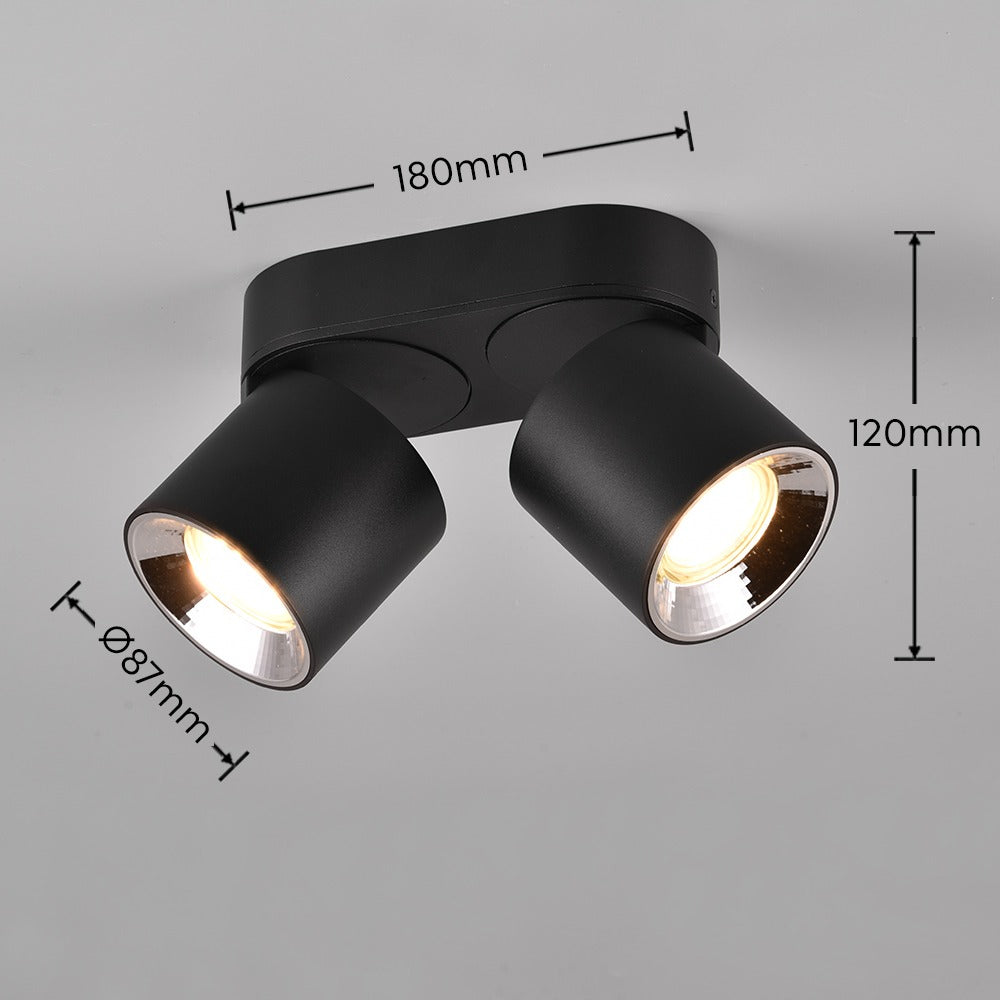 Spot Aplicat Orientabil Dreptunghiular Negru Dulie 2xGU10 L18 x H12CM