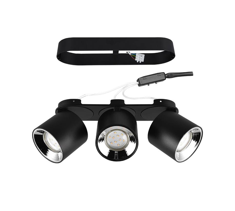 Spot Aplicat Orientabil Dreptunghiular Negru Dulie 3xGU10 L27.3 x H12CM