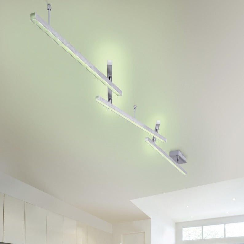 Lustra LED RGBW MELBY Reglabila Argintie 242cm Echivalent 300W Telecomanda