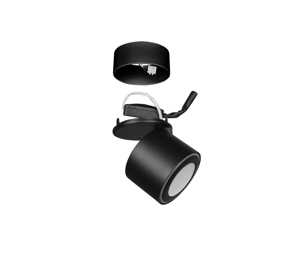 Spot LED Premium Aplicat Orientabil Rotund Negru 3 Moduri de Iluminare