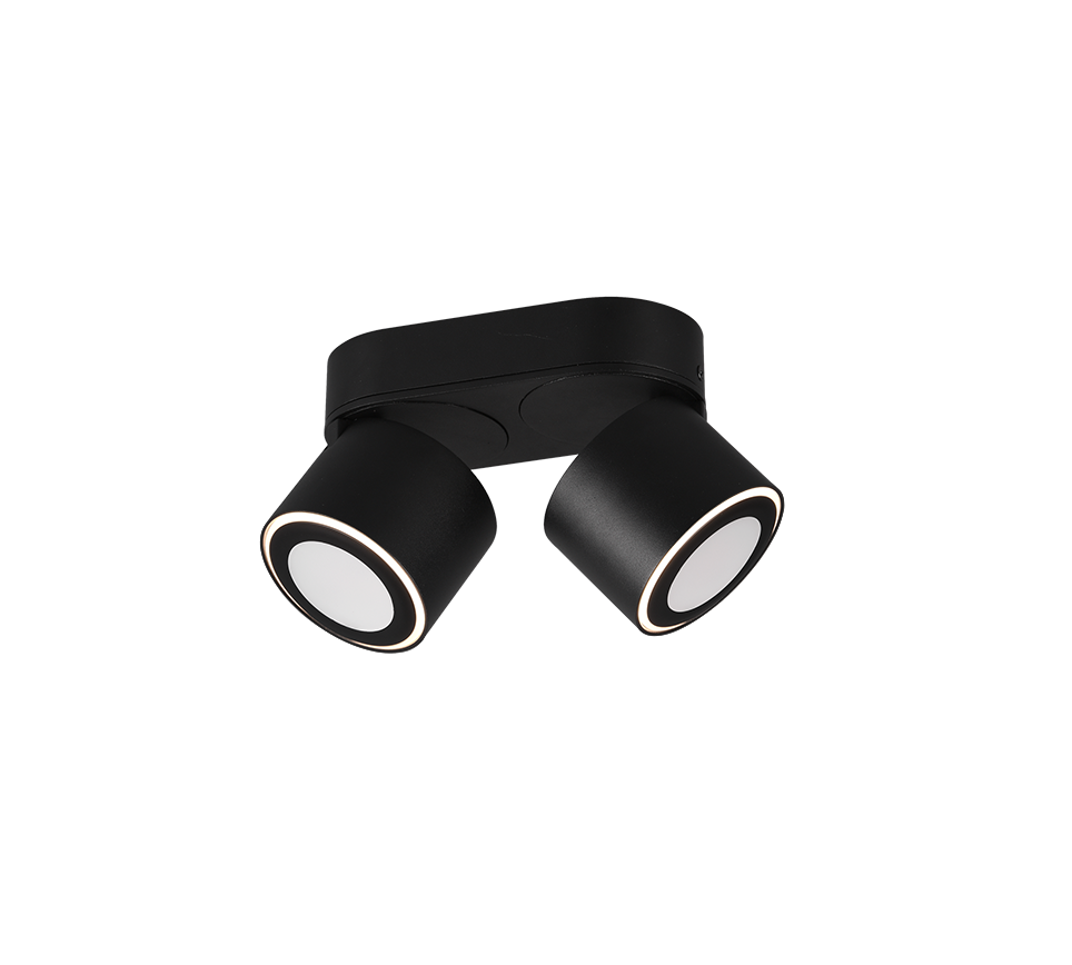 Spot LED Premium Aplicat Orientabil Dreptunghiular 2x450lm Negru 3 Moduri de Iluminare