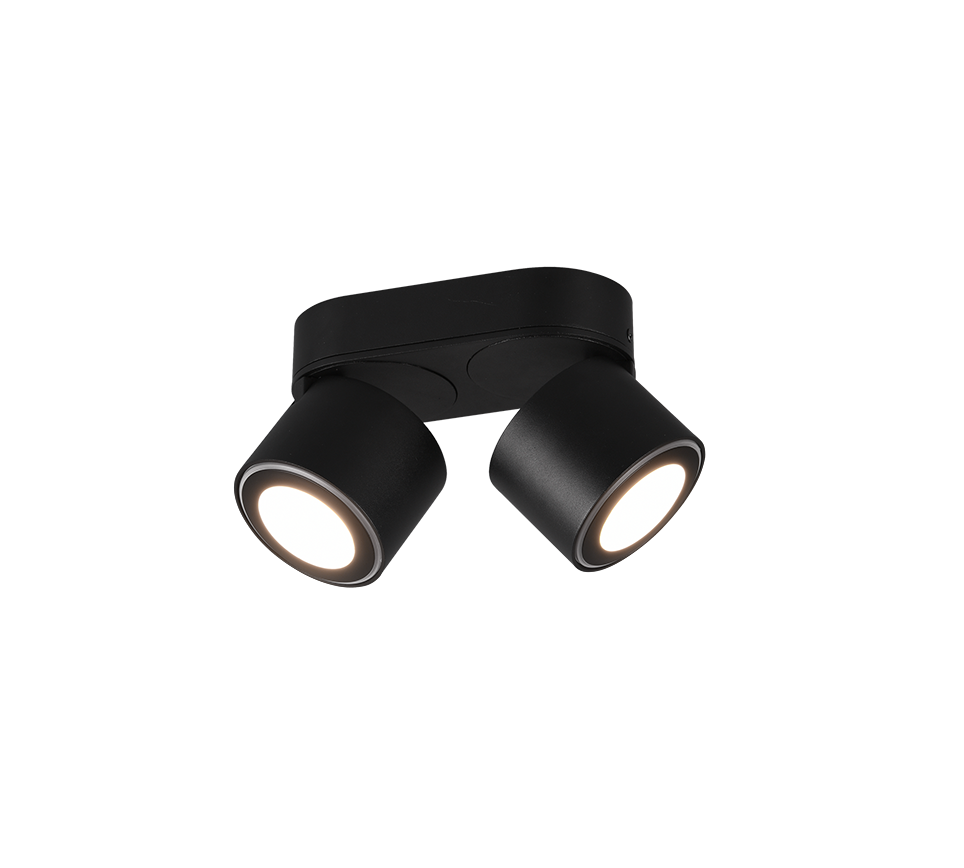 Spot LED Premium Aplicat Orientabil Dreptunghiular 2x450lm Negru 3 Moduri de Iluminare