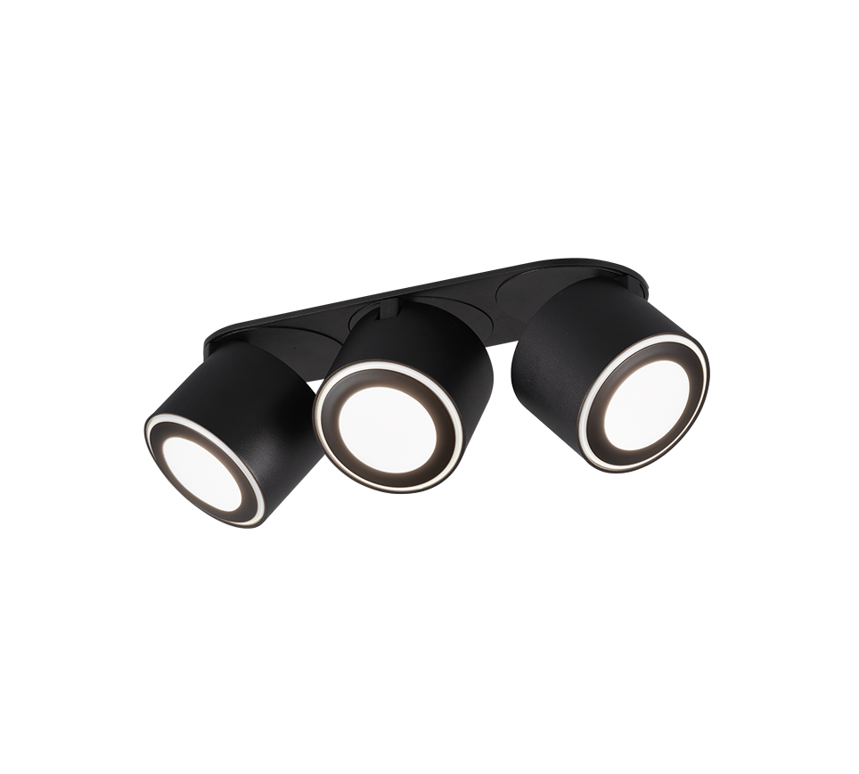 Spot LED Premium Aplicat Orientabil Dreptunghiular 3x450lm Negru 3 Moduri de Iluminare