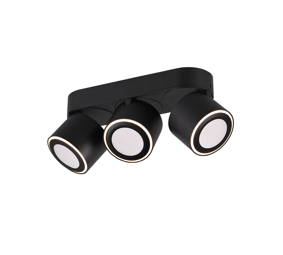 Spot LED Premium Aplicat Orientabil Dreptunghiular 3x450lm Negru 3 Moduri de Iluminare