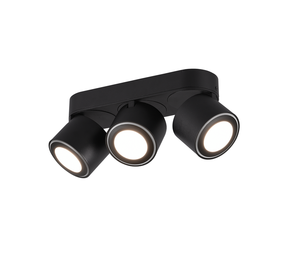 Spot LED Premium Aplicat Orientabil Dreptunghiular 3x450lm Negru 3 Moduri de Iluminare