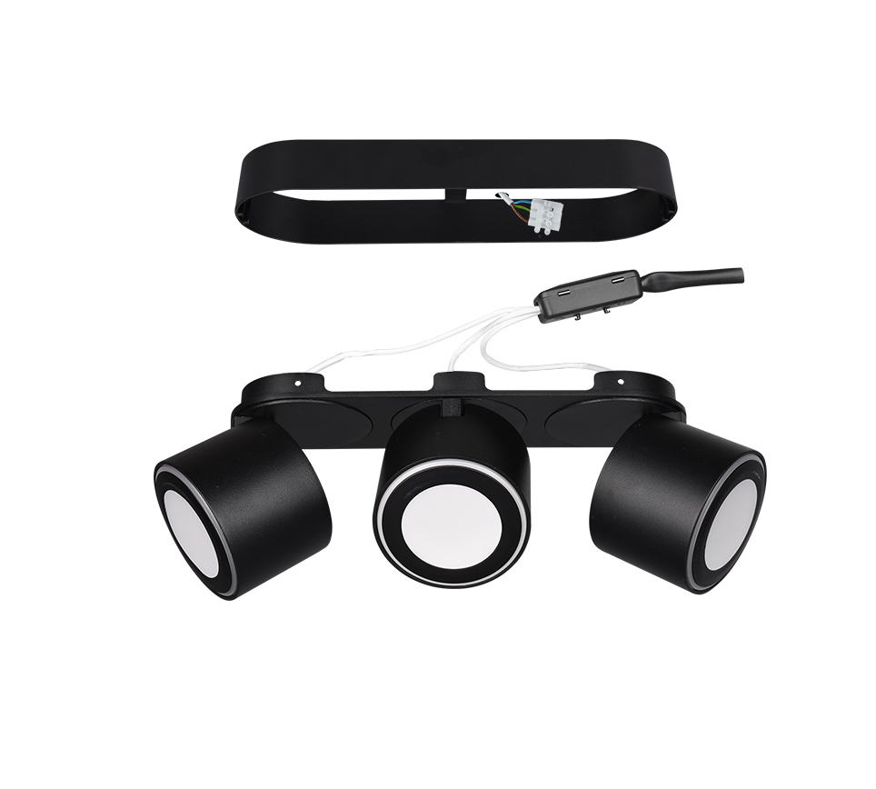 Spot LED Premium Aplicat Orientabil Dreptunghiular 3x450lm Negru 3 Moduri de Iluminare