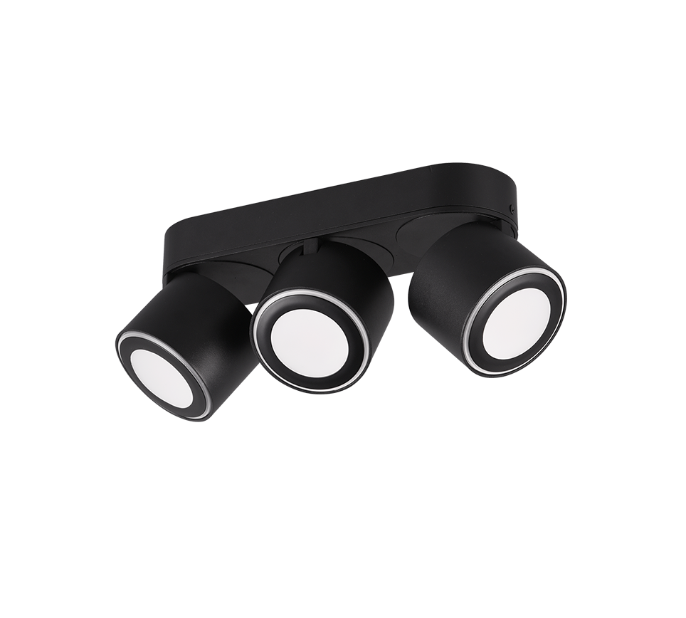 Spot LED Premium Aplicat Orientabil Dreptunghiular 3x450lm Negru 3 Moduri de Iluminare