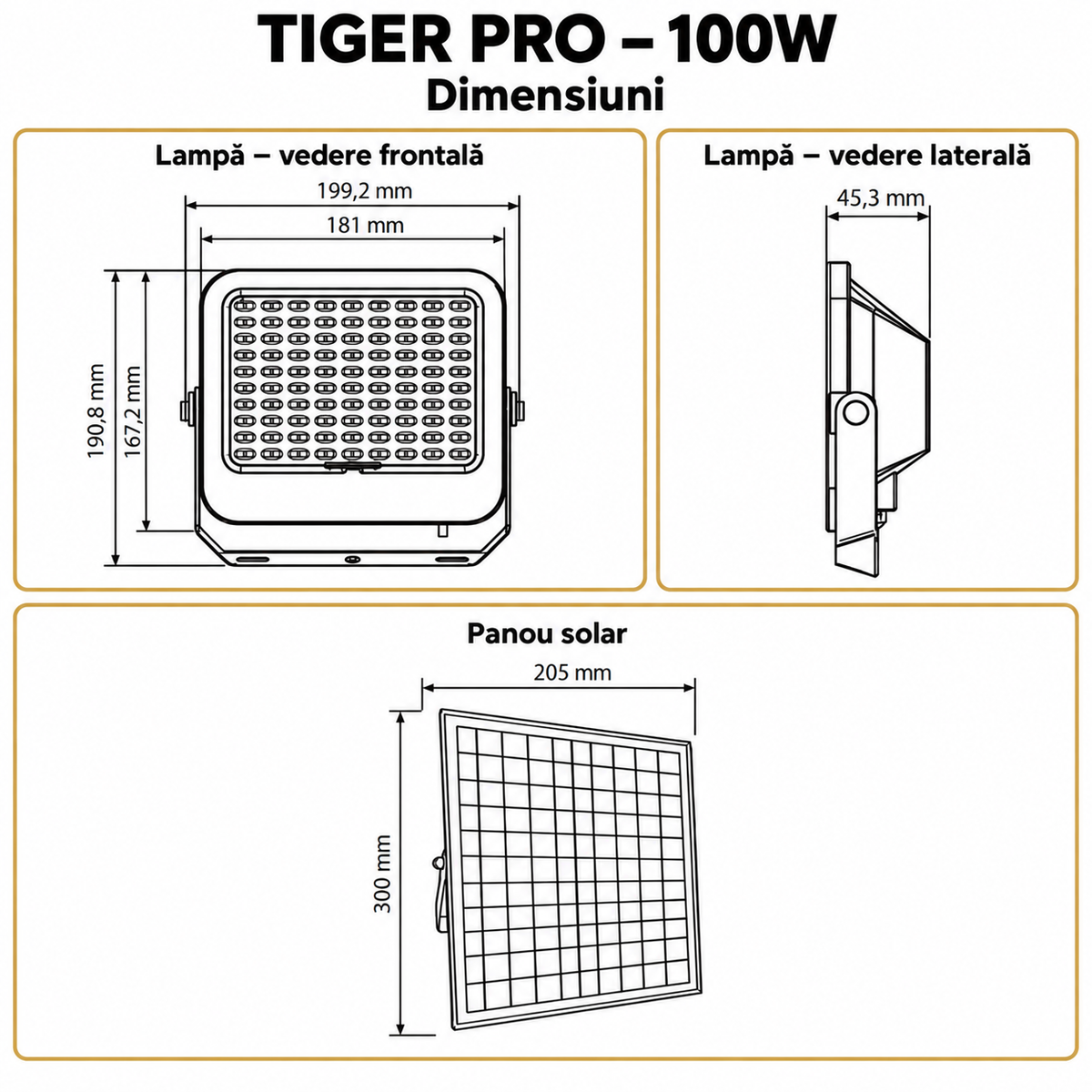 Lampa LED Solara Tiger Pro cu Panou Reglabil si Telecomanda 6400K