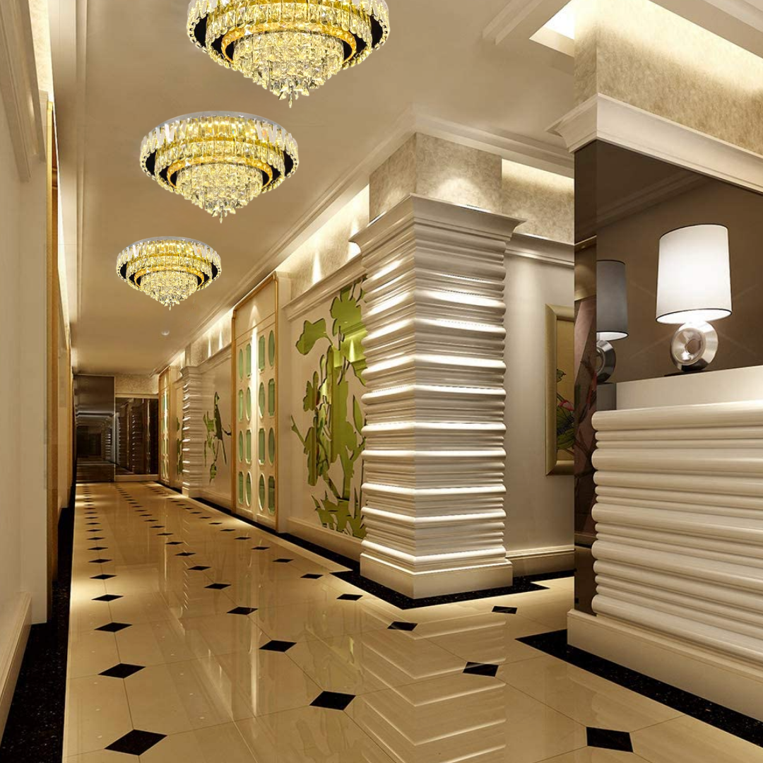 Lustra LED Cristal Aplicata Grandisomo Luce Rotunda Telecomanda