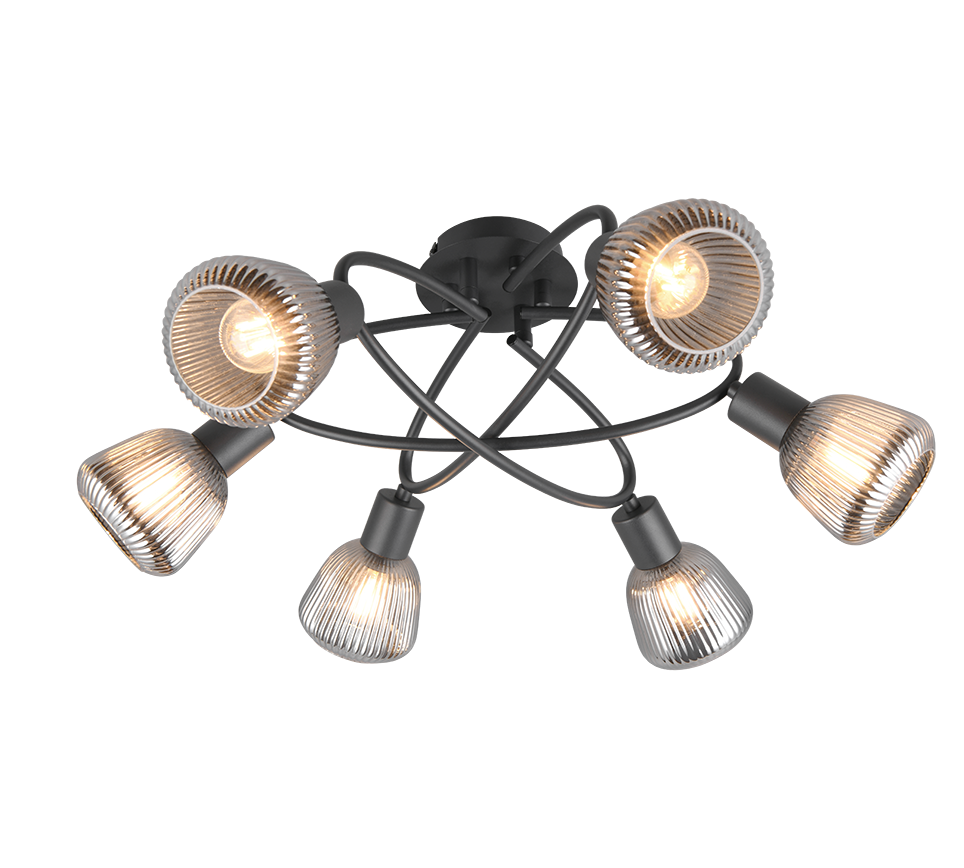 Lustra TARIFA Abajur Negru Mat 6xE14