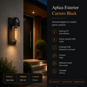 Aplica Exterior Carraro Black IP44 Eglo 1xE27
