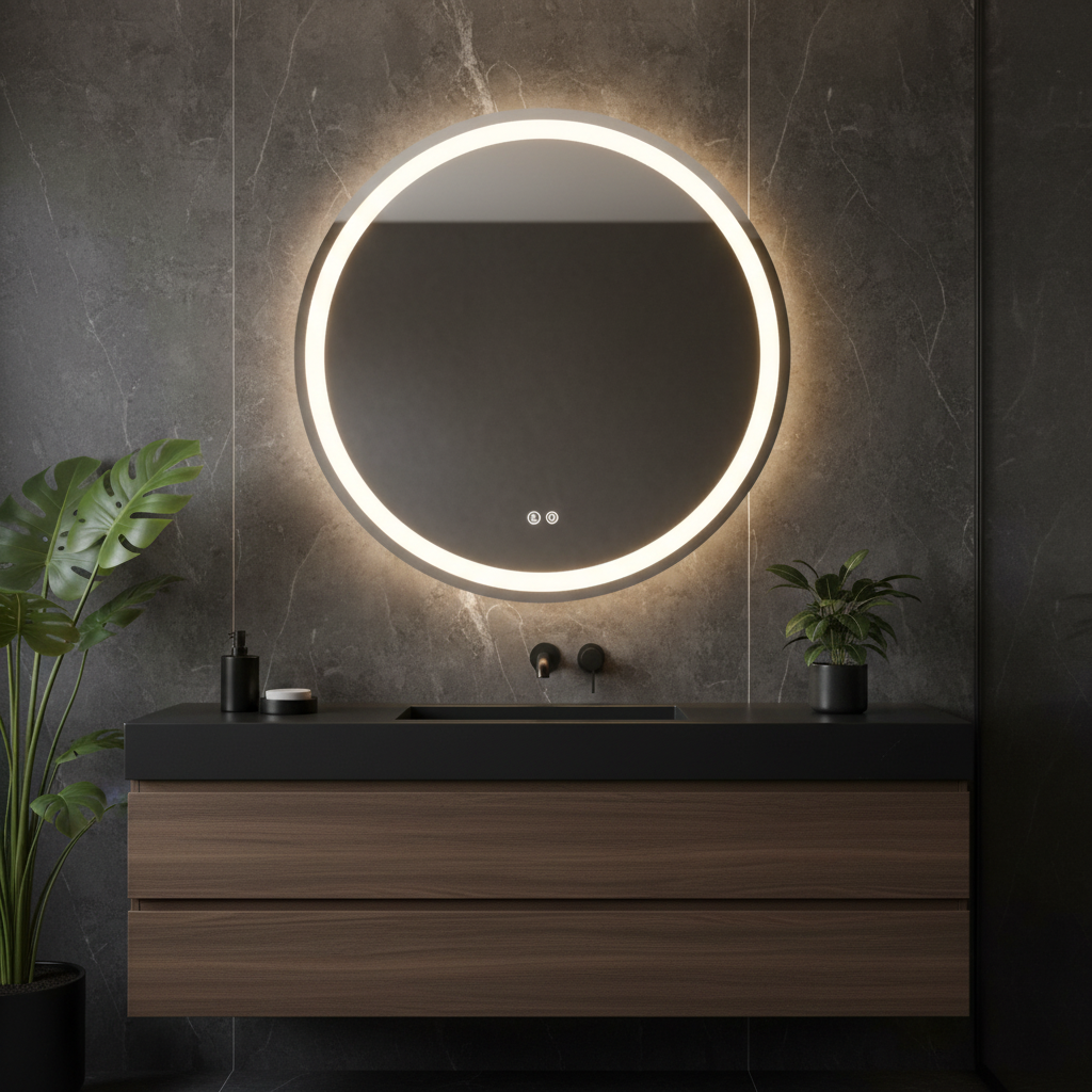 Oglinda LED Rotunda FRAMELESS 60cm, 3 Lumini, Dezaburire, DImabila si Touch OD018