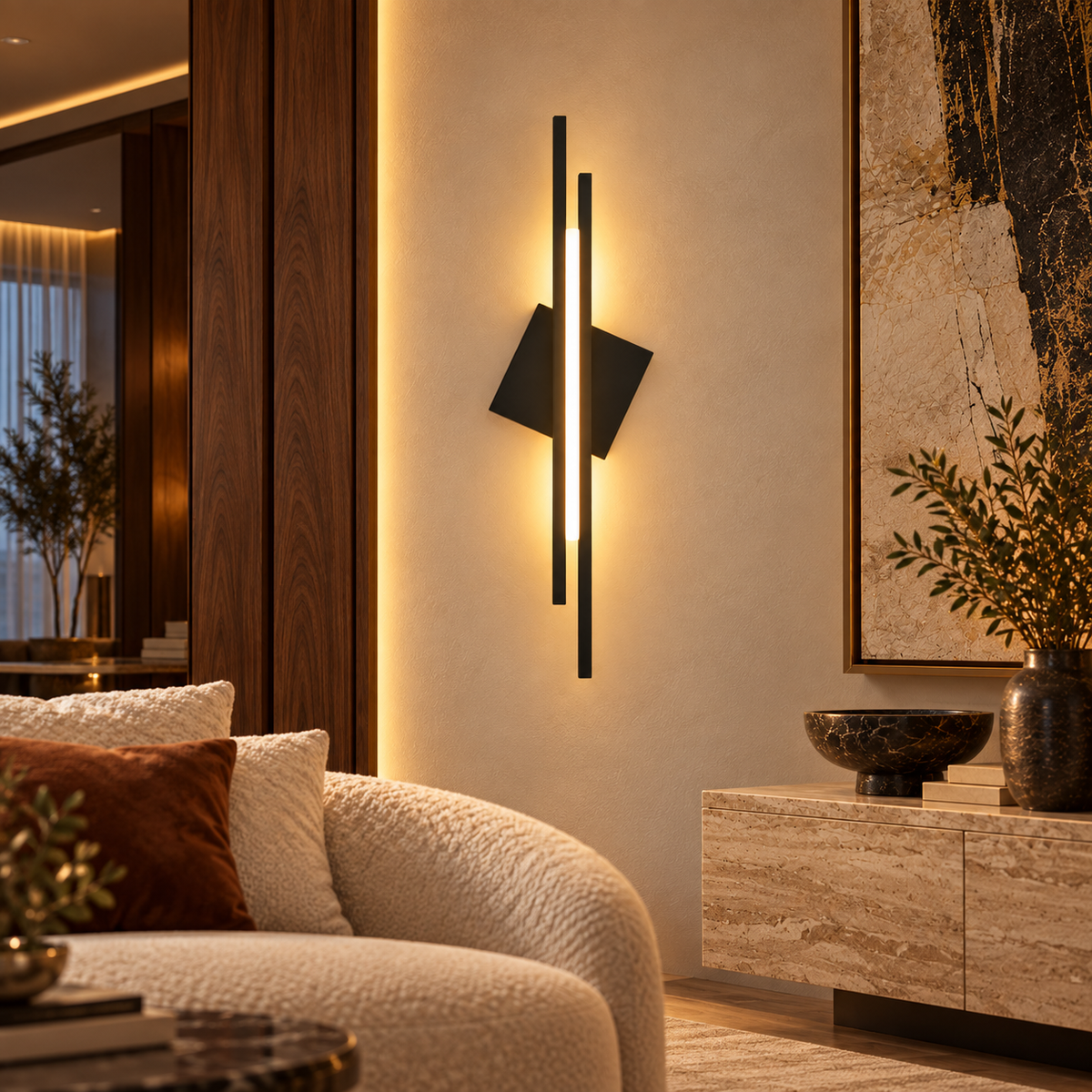 Aplica LED Hegy Black cu 3 Tipuri de Lumina