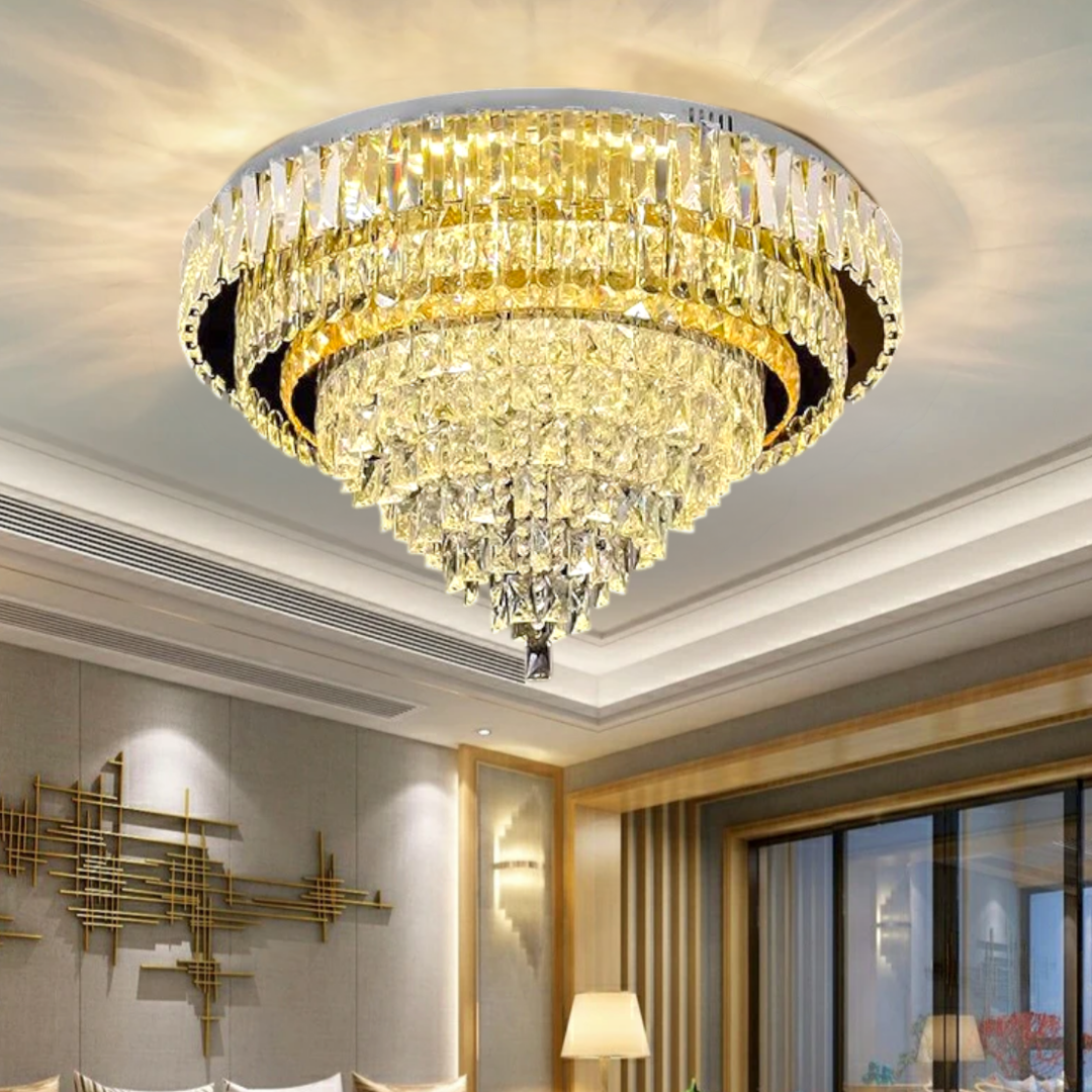 Lustra LED Cristal Aplicata Grandisomo Luce Rotunda Telecomanda