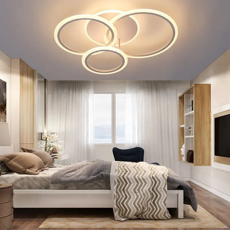 Lustra LED 3 WHITE RINGS Echivalent 500W Telecomanda