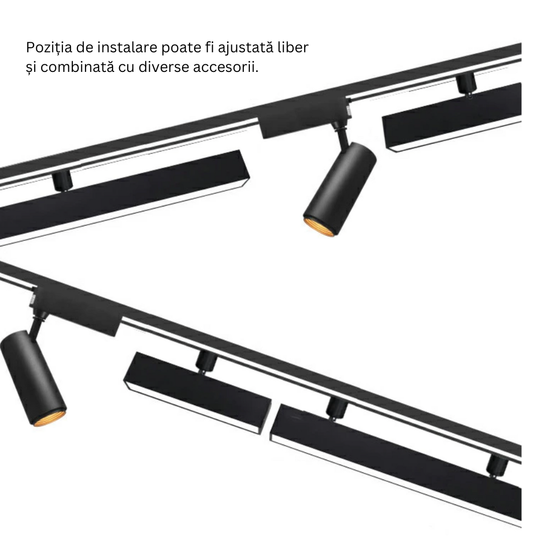 Spot LED Sina Magazin Liniar MAT 48W 120cm Negru