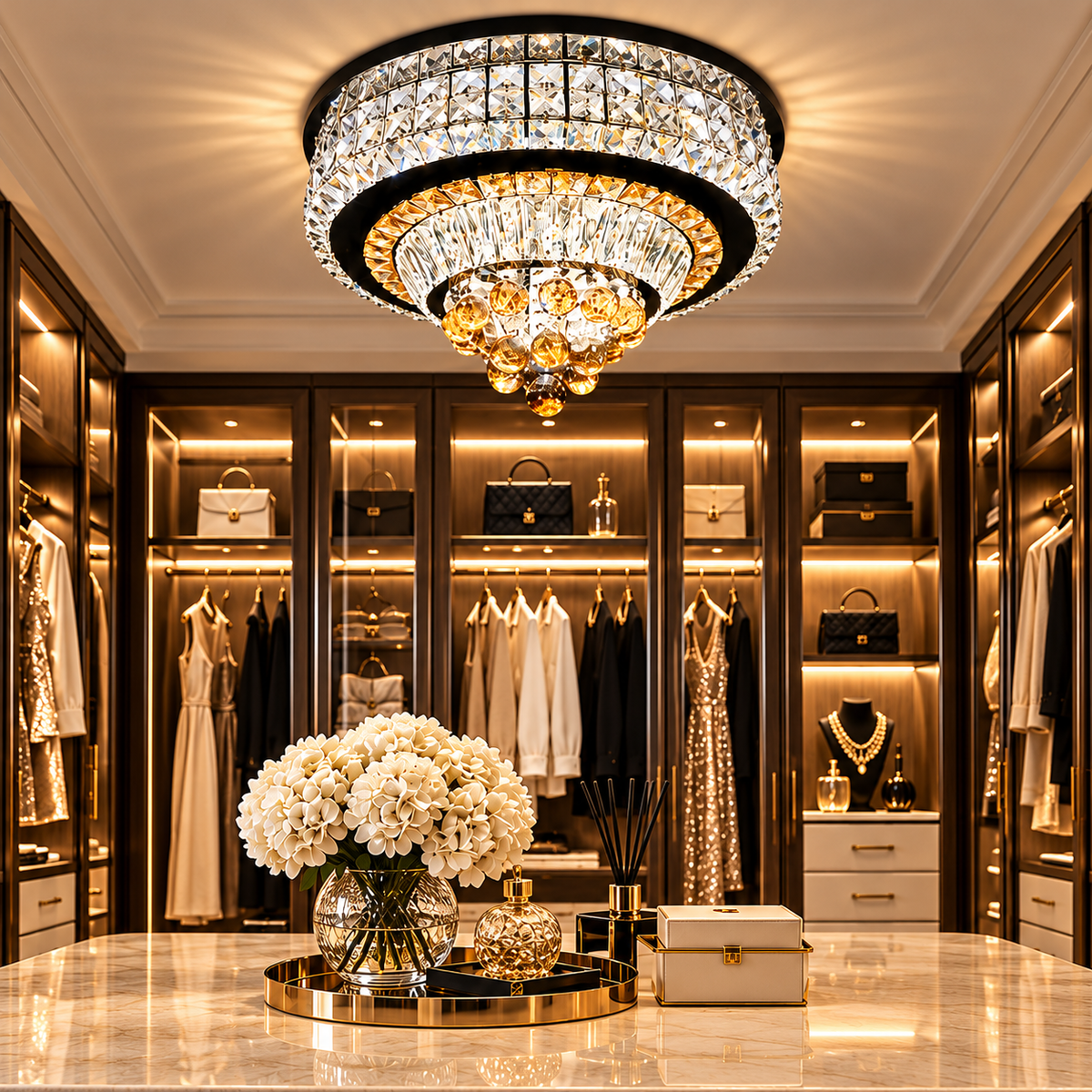 Lustra LED Cristal Aplicata Noble Glow Telecomanda Echivalent 800W