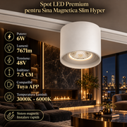 Spot LED Magnetic Rotund Premium Hyper White 6W | ⌀8CM | 48V | 3 Tipuri de Lumina