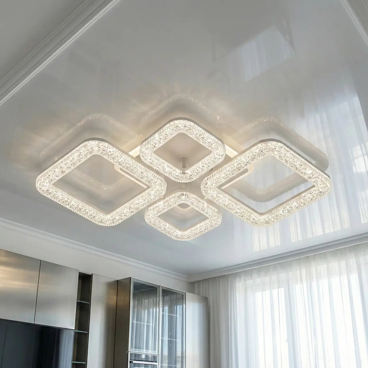 Lustra LED Sparkle 4 Squares RGB Echivalent 400W Telecomanda