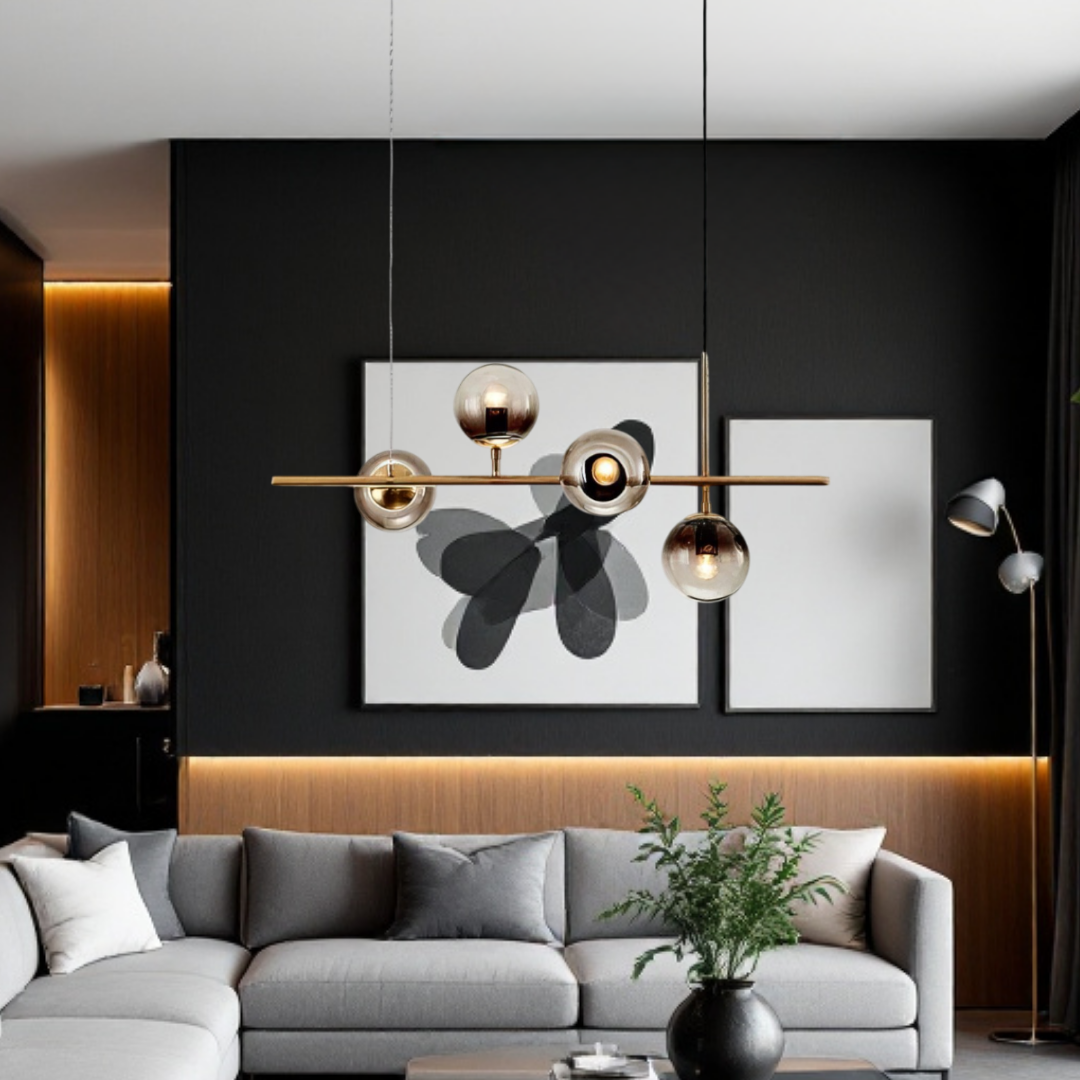 Lustra Abajur 4xE14 Suspendata Phantom Noir