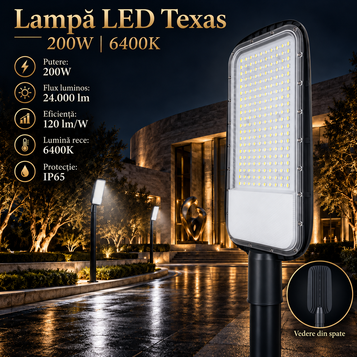 Lampa LED Iluminat Stradal Texas Anthracite 200W | 24000lm | 6400K | IP65
