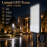 Lampa LED Iluminat Stradal Texas Anthracite 200W | 24000lm | 6400K | IP65