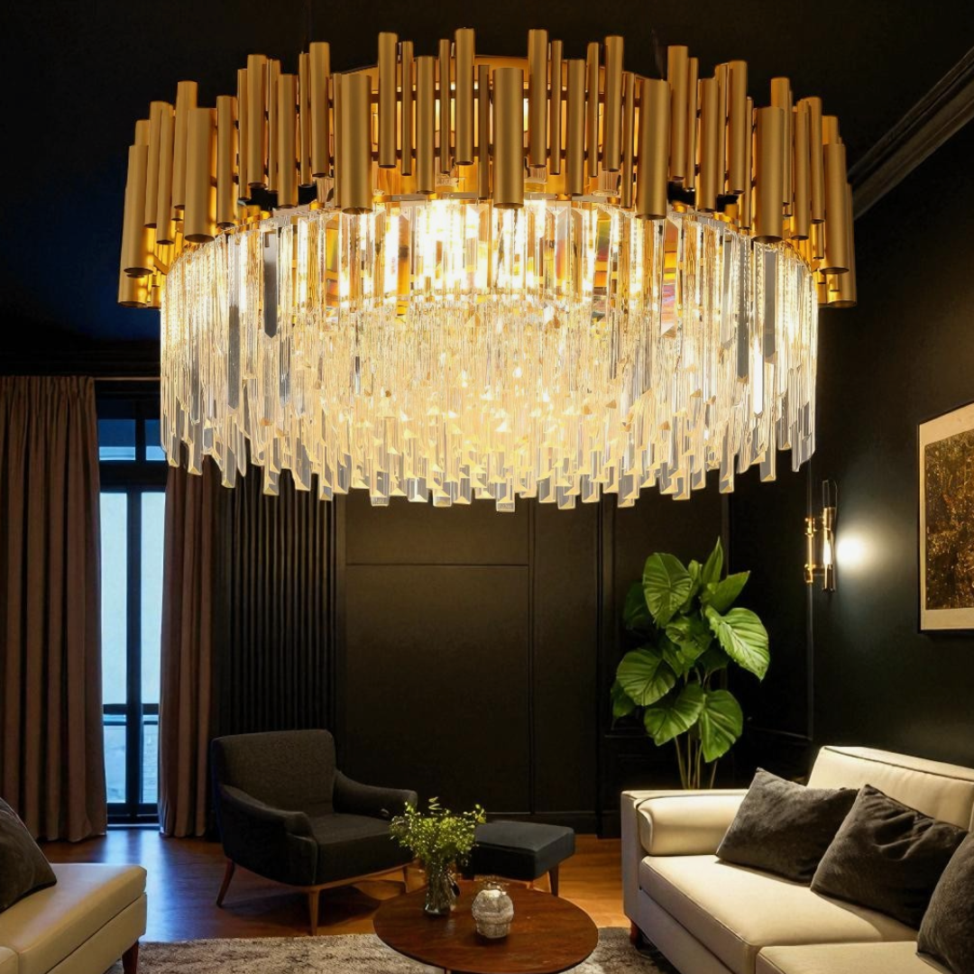 Candelabru Cristal Aplicat Rotund Golden Tubes Luxury