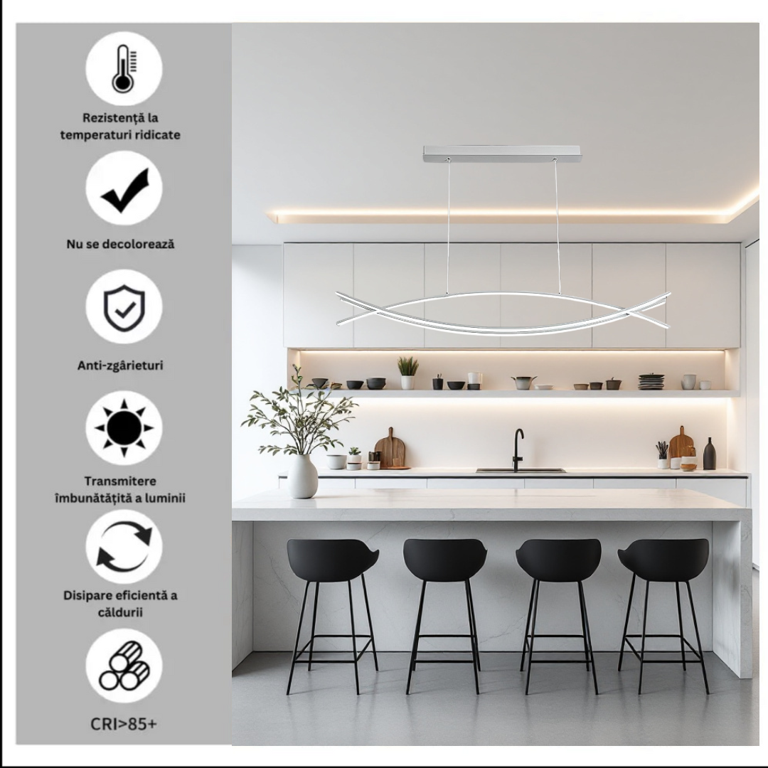 Lustra LED Suspendata 80W OFFICE  WHITE cu Telecomanda Echivalent 500W