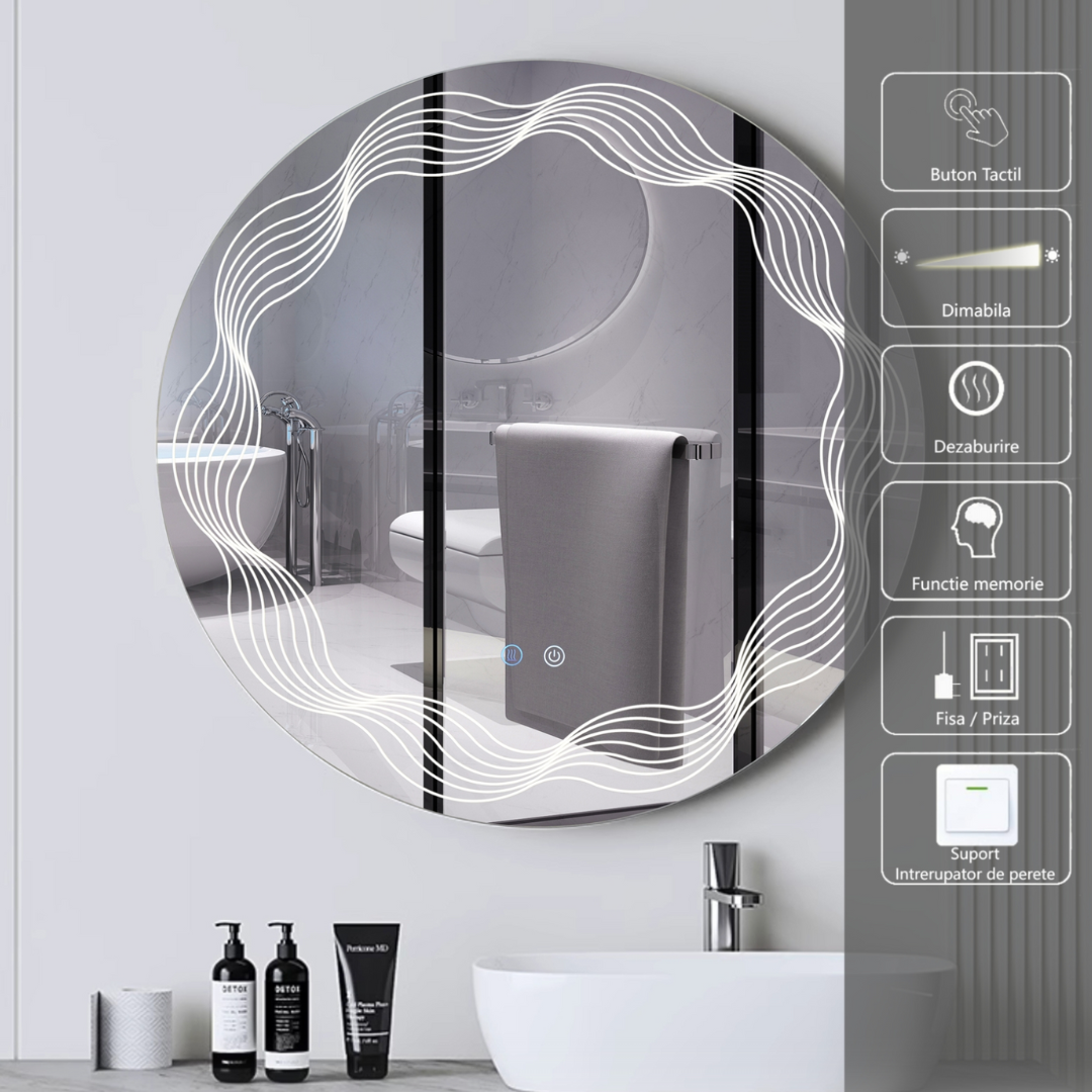 Oglinda LED Rotunda 60cm, Dezaburire si Touch E26S