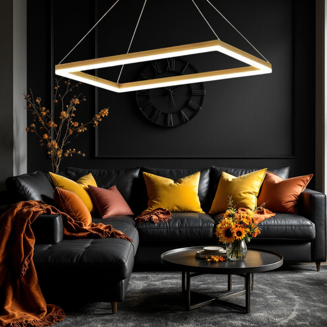 Lustra LED Suspendata 1 Element Rectangular 60X30CM Auriu Echivalent 300W