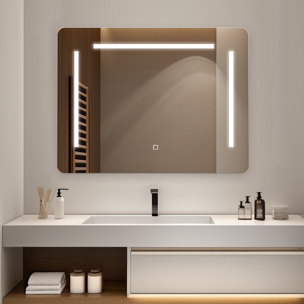 Oglinda LED Dreptunghiulara 80x60cm Functie Dezaburire si Touch